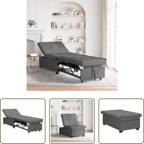 vidaXL Divano letto moderno -  Divano Letto Estraibile Grigio scuro 194 x 50 x 82 cm Tessuto
