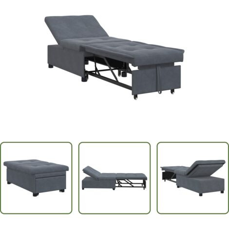 vidaXL Divano letto moderno -  Divano letto Grigio scuro 194 x 67 x 82 cm Velluto