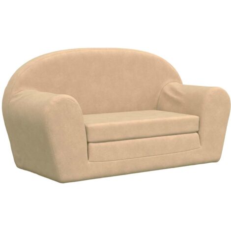 vidaXL Divano Letto per Bambini a 2 Posti Crema in Morbido Peluche