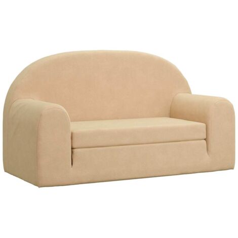 vidaXL Divano Letto per Bambini a 2 Posti Crema in Morbido Peluche