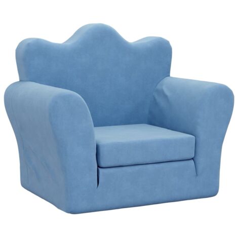 vidaXL Divano Letto per Bambini Blu in Morbido Peluche