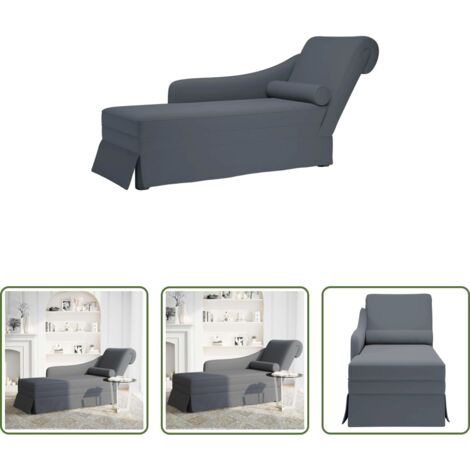 vidaXL Divano letto -  Sdraio con Capezzale e Bracciolo Destro in Velluto Grigio Scuro