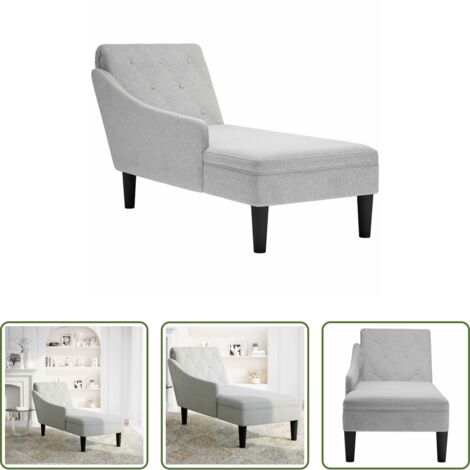 vidaXL Divano letto -  Sdraio con Cuscino e Bracciolo Destro in Tessuto Grigio Nuvola