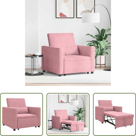 vidaXL Divano letto singolo -  Divano letto estraibile singolo Rosa chiaro 90 x 165 x 87 cm