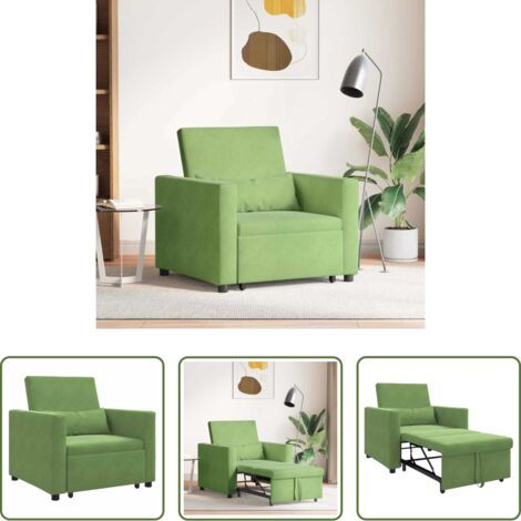 vidaXL Divano letto singolo -  Divano letto estraibile singolo Verde chiaro 90 x 165 x 87 cm