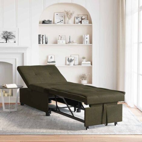 vidaXL Divano Letto Verde militare 67 x 194 x 38 cm
