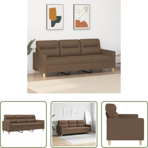 vidaXL Divano marrone - Divano a 3 Posti Marrone 180 cm in Tessuto