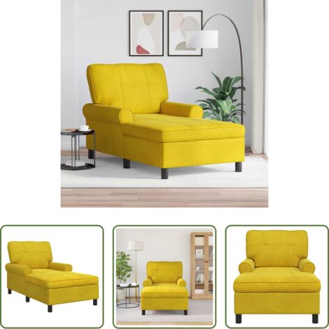 vidaXL Divano moderno -  Chaise Lounge con cuscino Giallo 91 x 157 x 91 cm Velluto