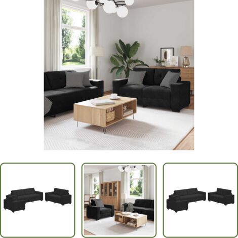 vidaXL Divano moderno -  Set di divani 3 pcs Nero 221 x 80 x 80 cm Velluto