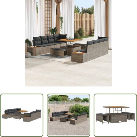 vidaXL Divano moderno -  Set Divano da Giardino 11 pcs Grigio polyrattan