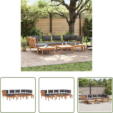 vidaXL Divano moderno -  Set Divano da Giardino 4 pcs Marrone e Grigio