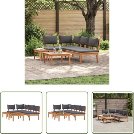 vidaXL Divano moderno -  Set Divano da Giardino 4 pcs Marrone e Grigio