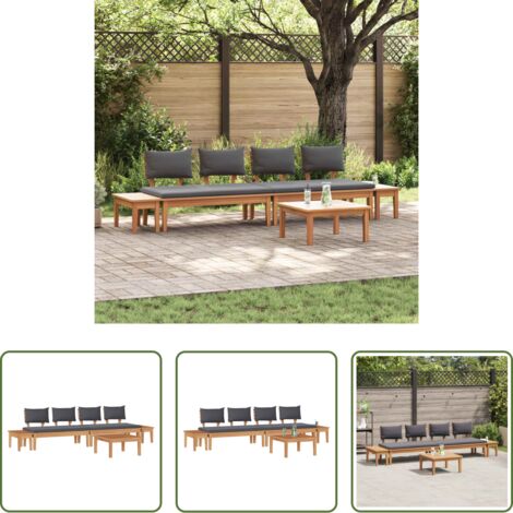 vidaXL Divano moderno -  Set Divano da Giardino 5 pcs Marrone e Grigio