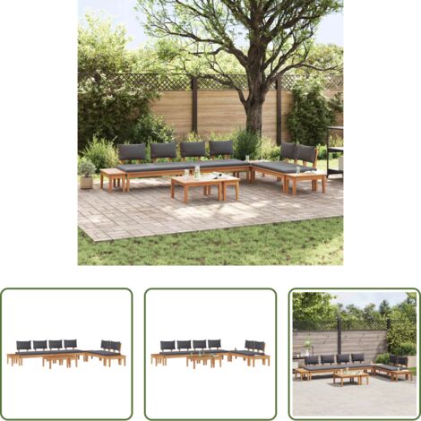 vidaXL Divano moderno -  Set Divano da Giardino 5 pcs Marrone e Grigio