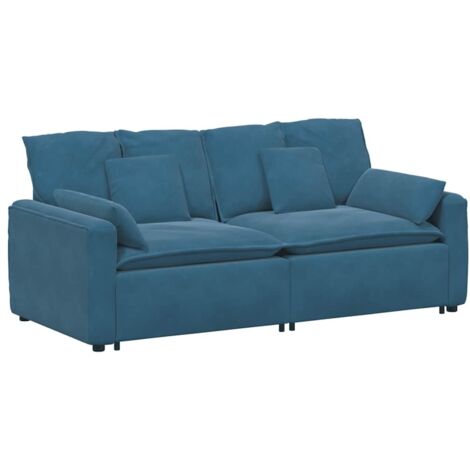 vidaXL Divano Modulare con Cuscini Blu
