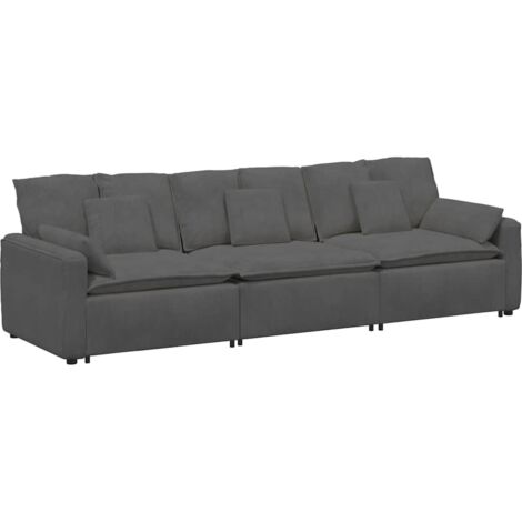 vidaXL Divano Modulare con Cuscini Grigio Scuro