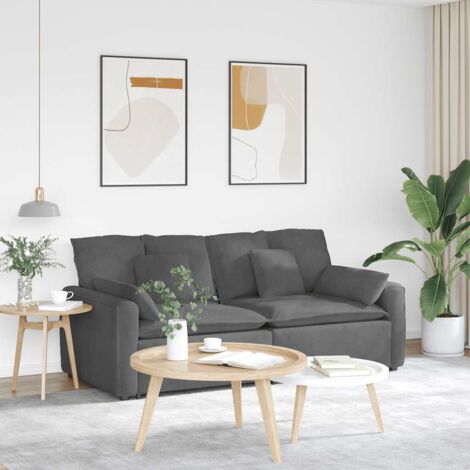 vidaXL Divano Modulare con Cuscini Grigio Scuro