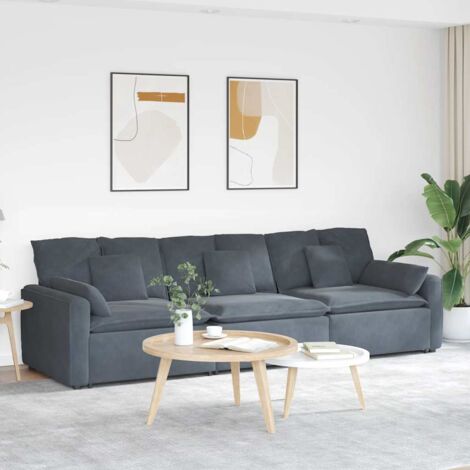 vidaXL Divano Modulare con Cuscini Grigio Scuro