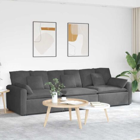 vidaXL Divano Modulare con Cuscini Grigio Scuro