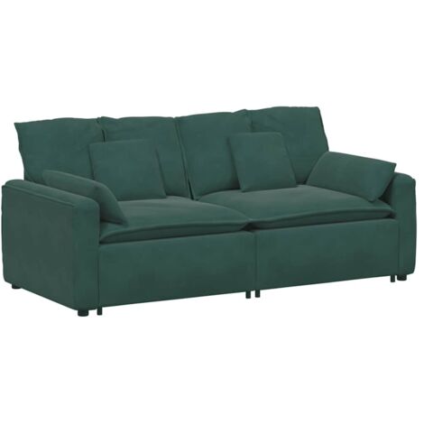 vidaXL Divano Modulare con Cuscini Verde Scuro