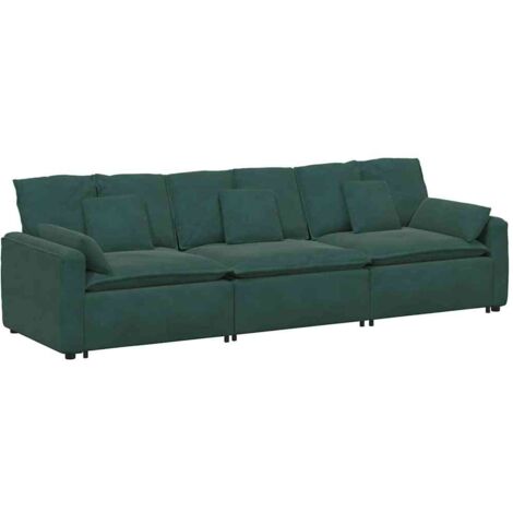 vidaXL Divano Modulare con Cuscini Verde Scuro
