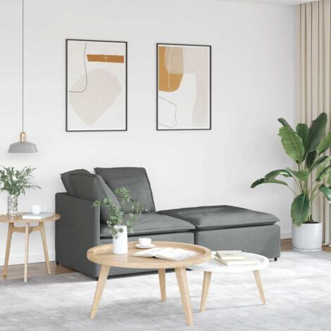 vidaXL Divano Modulare con Poggiapiedi e Cuscini Tessuto Grigio Scuro