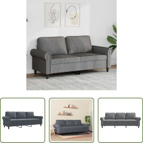 vidaXL Divano morbido -  Divano a 3 Posti Grigio Scuro 180 cm in Velluto