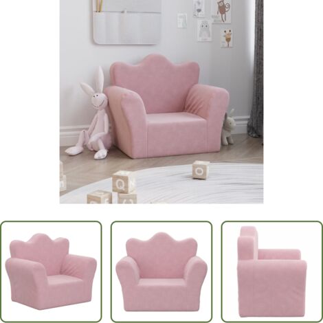 vidaXL Divano morbido per bambini -  Divano per Bambini Rosa in Morbido Peluche