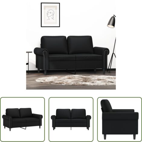 vidaXL Divano nero -  Divano a 2 Posti Nero 120 cm in Similpelle