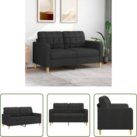 vidaXL Divano nero -  Divano a 2 Posti Nero 120 cm in Tessuto