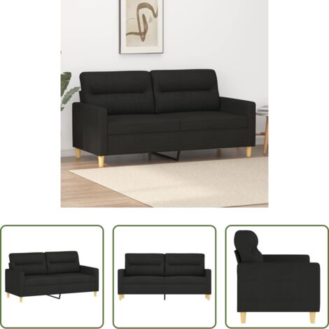 vidaXL Divano nero -  Divano a 2 Posti Nero 120 cm in Tessuto