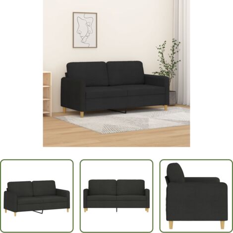vidaXL Divano nero -  Divano a 2 Posti Nero 120 cm in Tessuto