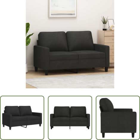 vidaXL Divano nero -  Divano a 2 Posti Nero 120 cm in Tessuto