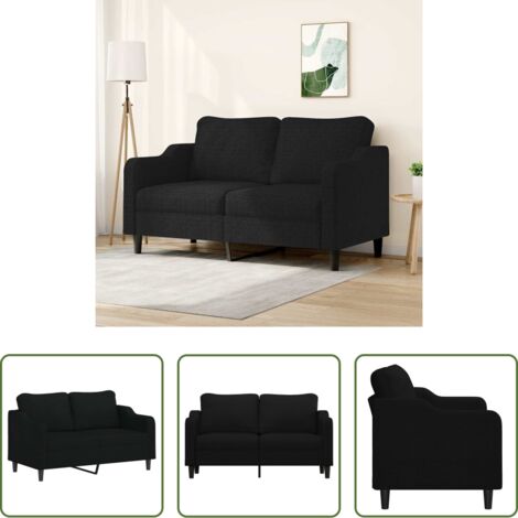 vidaXL Divano nero -  Divano a 2 Posti Nero 120 cm in Tessuto