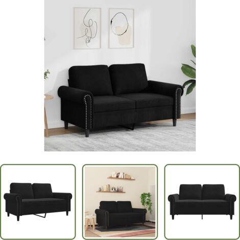 vidaXL Divano nero -  Divano a 2 Posti Nero 120 cm in Velluto
