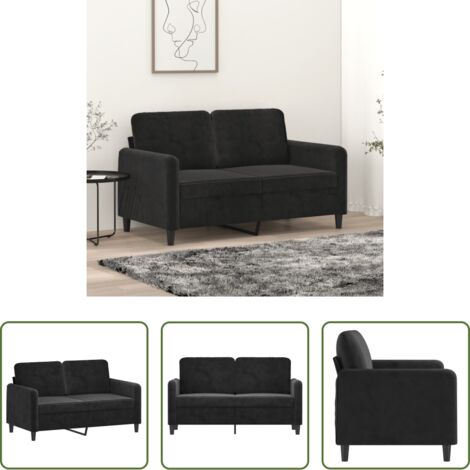 vidaXL Divano nero -  Divano a 2 Posti Nero 120 cm in Velluto