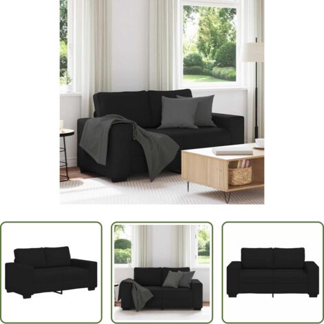 vidaXL Divano nero -  Divano a 2 Posti Nero 160x77x82 cm in Tessuto