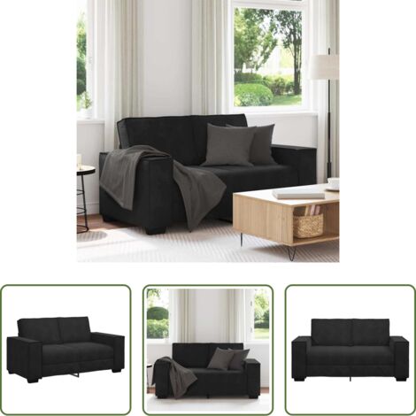 vidaXL Divano nero -  Divano a 2 Posti Nero 160x78x84 cm in Velluto