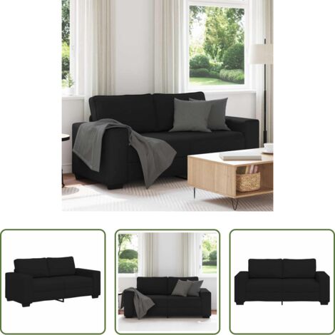 vidaXL Divano nero -  Divano a 2 Posti Nero 180x77x82 cm in Tessuto