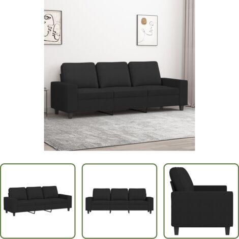 vidaXL Divano nero -  Divano a 3 Posti Nero 180 cm in Tessuto