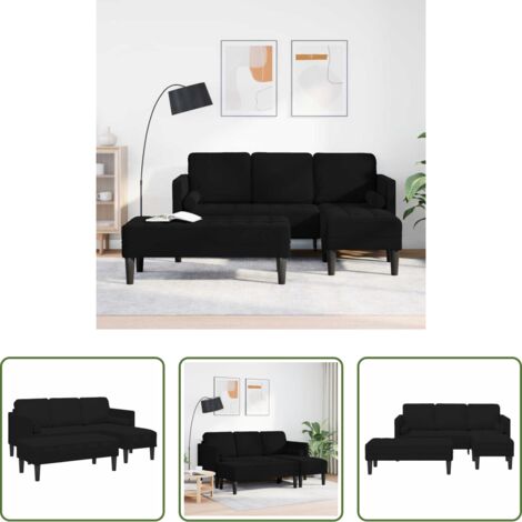 vidaXL Divano nero -  Set di divani con cuscino 2 pcs Nero Poliestere