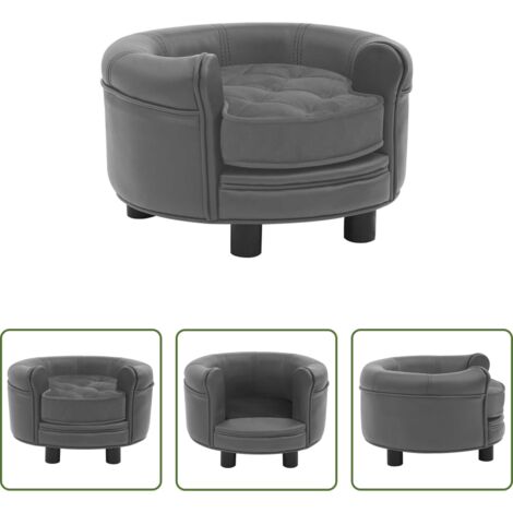 vidaXL Divano per animali domestici -  Divano per Cani Grigio 48x48x32 cm in Peluche e Similpelle