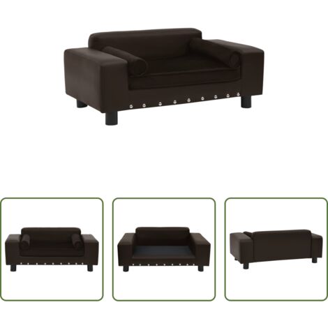 vidaXL Divano per animali domestici -  Divano per Cani Marrone 81x43x31 cm in Peluche e Similpelle