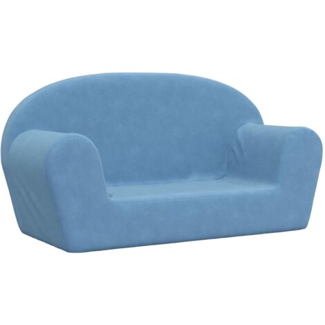 vidaXL Divano per Bambini a 2 Posti Blu in Morbido Peluche