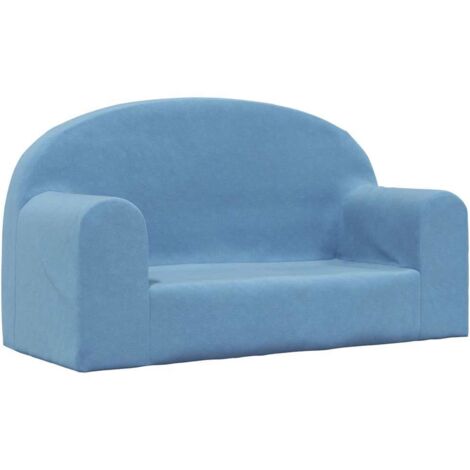 vidaXL Divano per Bambini a 2 Posti Blu in Morbido Peluche
