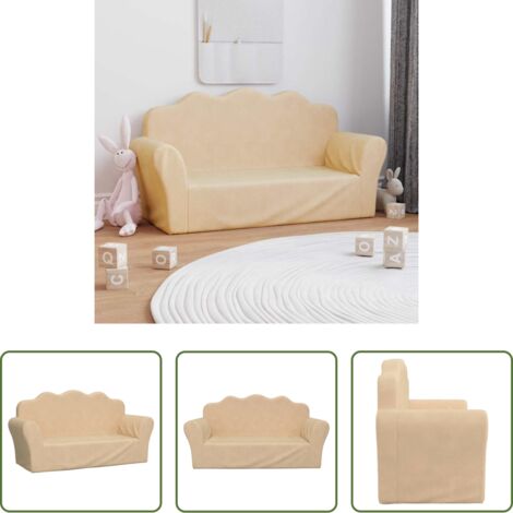 vidaXL Divano per bambini a 2 posti -  Divano per Bambini a 2 Posti Crema in Morbido Peluche