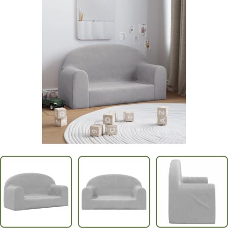 vidaXL Divano per bambini a 2 posti -  Divano per Bambini a 2 Posti Grigio Chiaro in Morbido Peluche