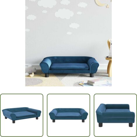 vidaXL Divano per bambini in legno -  Divano per Bambini Blu 70x45x26 cm in Velluto
