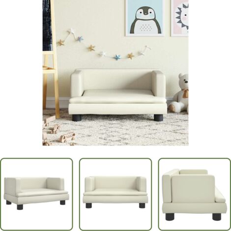 vidaXL Divano per bambini in similpelle -  Divano per Bambini Crema 60x40x30 cm in Similpelle