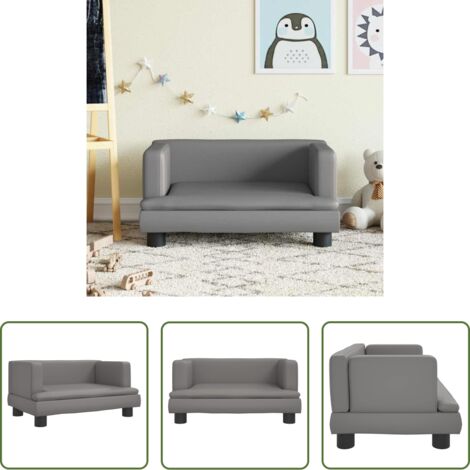 vidaXL Divano per bambini morbido -  Divano per Bambini Grigio 60x40x30 cm in Similpelle